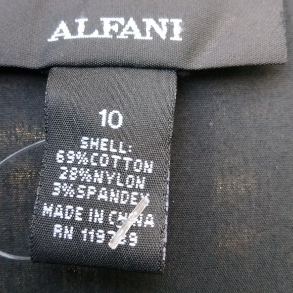 ALFANI Women's Deep Black Cap-Sleeve Wrap Knee-Length Dress, 69% cotton, SZ 10 - Picture 6 of 9